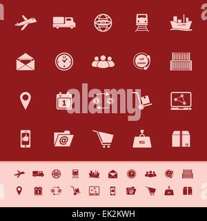 Logistic color icons on red background, stock vector Stock Vector