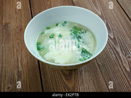 Sauer Suppe - Hot and sour soup of Bavarian cuisine Stock Photo