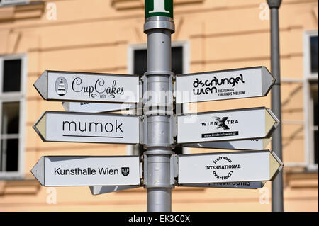 Sign Post Vienna Museums Quartier sign in Vienna Austria Stock Photo - Alamy