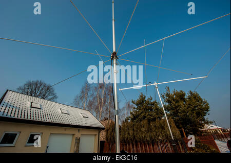 Amateur Radio antenna installation near Warsaw, Poland. Stock Photo