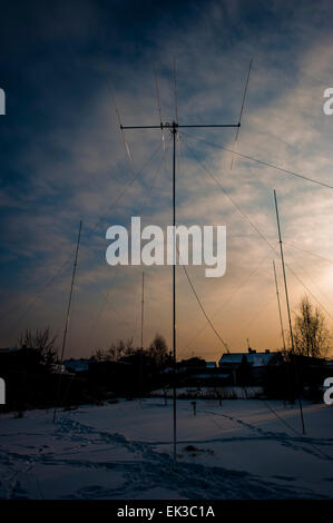 Amateur Radio antenna installation near Warsaw, Poland. Stock Photo