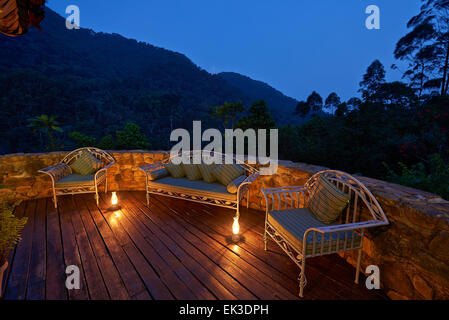 terrace of The Engagi Lodge, Bwindi Impenetrable National Park, Buhoma, Uganda, Africa Stock Photo
