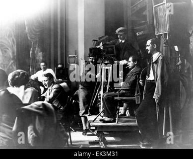 Director Josef von Sternberg, (seated behind camera), on-set of the Film 'Dishonored', 1931 Stock Photo