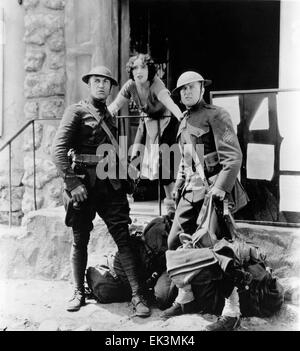 Victor McLaglen Dolores Del Rio Edmund Lowe on-set of the Silent Film 'What Price Glory' 1926 20th Century Fox Film Corp. All Stock Photo