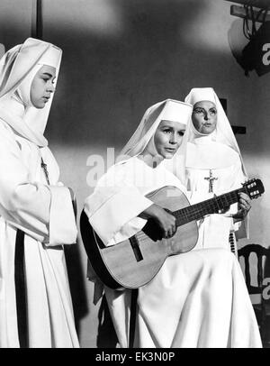 Monique Montaigne, Debbie Reynolds, Marine Koshetz, promoting 'The Singing Nun', The Ed Sullivan Show, 1966 Stock Photo