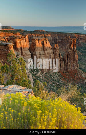 Sandstone monuments, formations, 'Kissing Couple'  from Monument Canyon View, Colorado National Monument, Grand Junction, USA Stock Photo