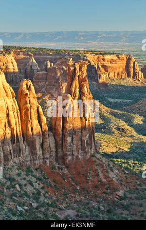 Sandstone monuments, formations 'Kissing Couple' from Monument Canyon View, Colorado National Monument, Grand Junction, USA Stock Photo