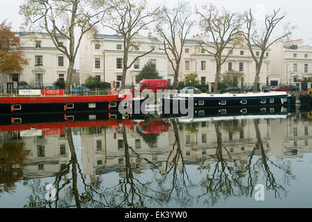 Houseboats on Regents Canal at Little Venice in London England United Kingdom Europe Stock Photo