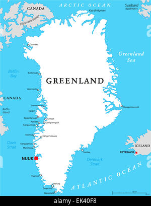 Greenland Political Map Stock Photo