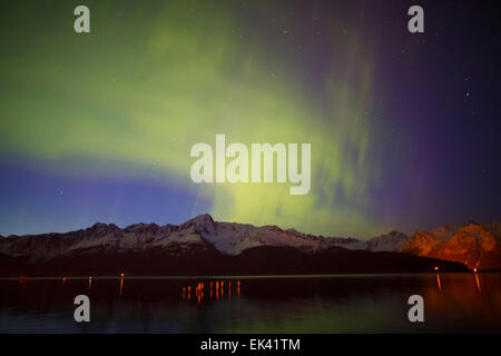 Aurora Borealis over Resurrection Bay, Seward, Alaska. Stock Photo