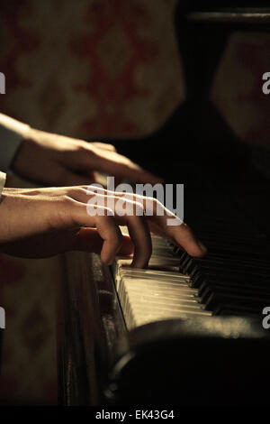 Piano music pianist hands playing Stock Photo