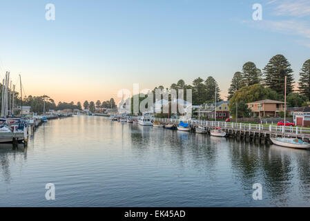 The village of Port Fairy on the Moyne River, Victoria Australia Stock Photo