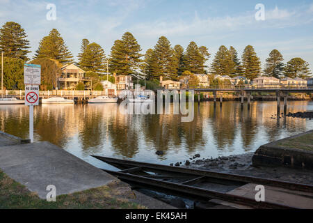 The village of Port Fairy on the Moyne River, Victoria Australia Stock Photo