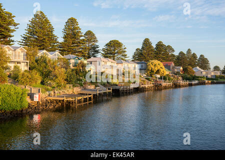 The village of Port Fairy on the Moyne River, Victoria Australia Stock Photo