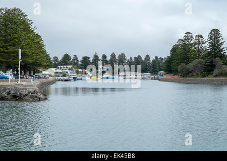 The village of Port Fairy on the Moyne River, Victoria Australia Stock Photo