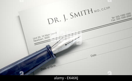 A blank generic doctors prescription note on an isolated white ...
