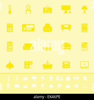 Home furniture color icons on yellow background, stock vector Stock Vector