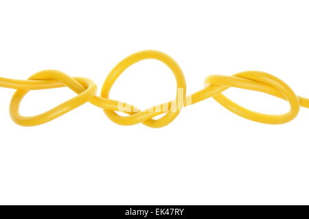 Electric colored wires with knot used in electrical network Stock Photo