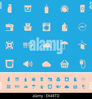 Laundry related color icons on blue background, stock vector Stock Vector