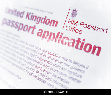 Detail Of A UK Or British Passport Application Form With Shallow DoF Stock Photo
