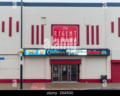 The Regent Cinema on seafront at Redcar a music hall built 1937 converted to cinema in the 1960's refurbished after storm damage Stock Photo