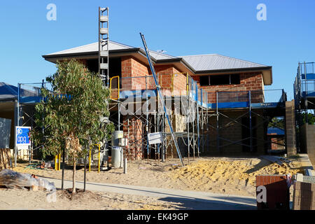 New two storey house being built in the suburbs of Perth, Western Australia. Stock Photo