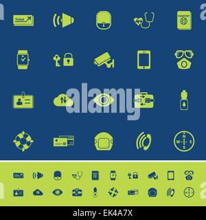 Passenger security color icons on blue background, stock vector Stock Vector