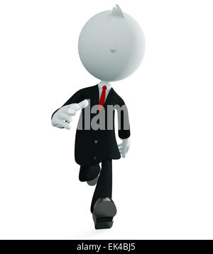 3d illustration of white businessman character with running pose Stock Photo