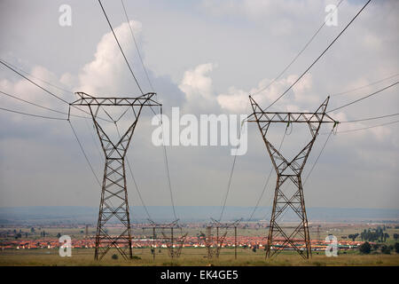 Eskom Pylons in Soweto. 15/01/15 Photo: Oupa Nkosi Stock Photo