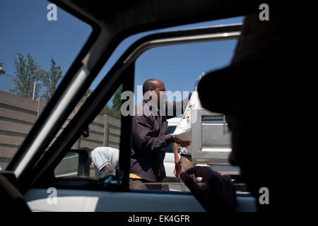 Some of the Ethopians business owners found refuge at the Moroka Police Station in Soweto after wide spread looting that engulf the township when one foreign owner shot and killed a 14 year old boy for stealing. 23/01/15 Photo: Oupa Nkosi Stock Photo