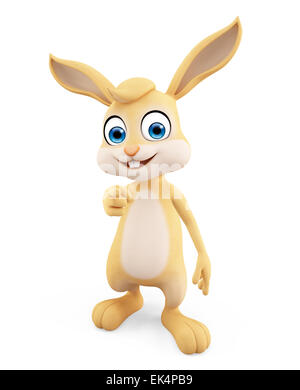 3d illustration of Easter Bunny with pointing sign pose Stock Photo