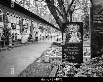 Russia, Moscow; 31/10/2007, gravestones at the Novodevichy Cemetery - EDITORIAL Stock Photo