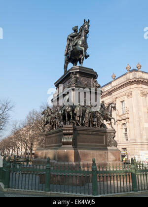 Equestrian Statue of Frederick the Great, on boulevard  Unter den Linden, Berlin Mitte Stock Photo