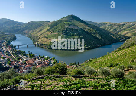 Portugal, the Alto Douro, Pinhao town and the Douro river. Stock Photo