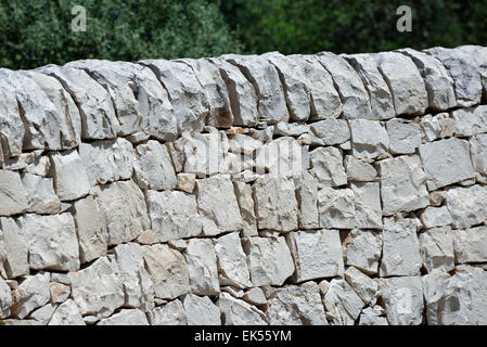 Italy, Sicily, countryside, typical hand made sicilian stone wall Stock Photo