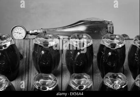 Italy, Sicily, champagne bottles aging in a wine cellar Stock Photo