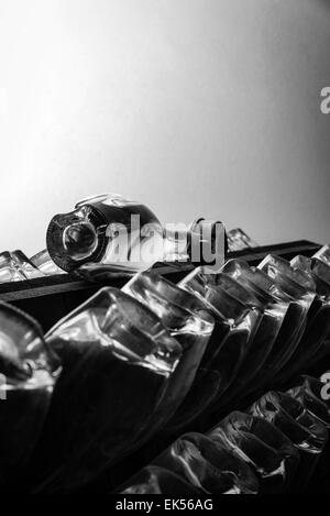 Italy, Sicily, champagne bottles aging in a wine cellar Stock Photo