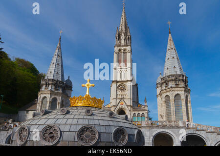 Rosary Basilica. Lourdes city.  Hautes-Pyrenees department, Midi-Pyrenees region, France, Europe. Stock Photo