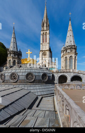 Rosary Basilica. Lourdes city.  Hautes-Pyrenees department, Midi-Pyrenees region, France, Europe. Stock Photo