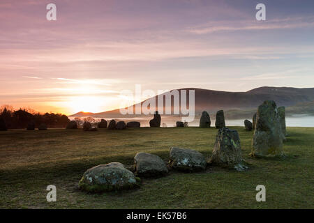 Sunrise at the Castlerigg Stone Circle Lake District Cumbria UK Stock Photo