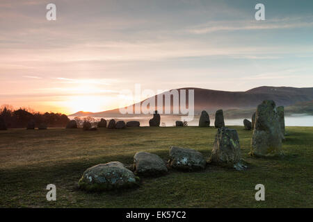 Sunrise at the Castlerigg Stone Circle Lake District Cumbria UK Stock Photo