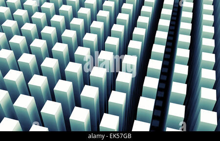 Abstract digital background with blue columns array pattern, 3d illustration Stock Photo