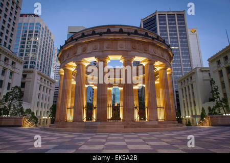 The Eternal Flame of Remembrance sits in ANZAC Square in Brisbane, Australia. Stock Photo