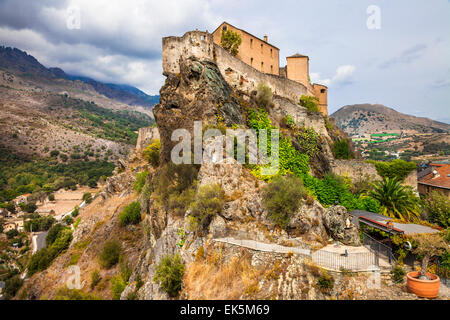 Impressive Corte,View of Medieval Citadel,Corsica,France. Stock Photo