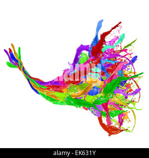 Colored splashes in abstract shape on white background Stock Photo