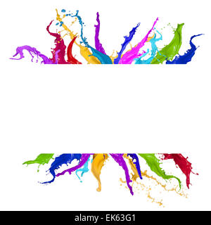 Colored splashes in abstract shape on white background Stock Photo