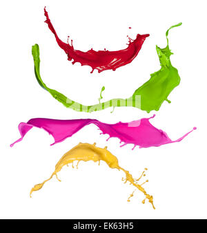 Colored splashes in abstract shape on white background Stock Photo