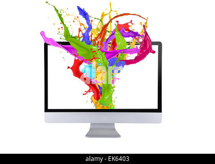 Computer display isolated on white background. Stock Photo