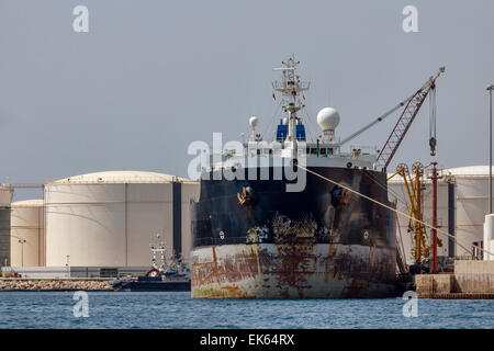 Malta Island, Marsaxlokk, empty oil tanker Stock Photo