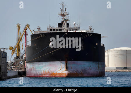 Malta Island, Marsaxlokk, empty oil tanker Stock Photo